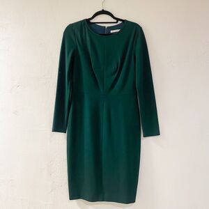 Trina Turk Holiday Long Sleeve Sheath Christmas Dress in Forest Green Size 8